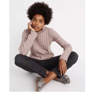 Madewell Pink Cable Knit Sweater